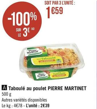 Géant Casino Pierre martinet taboulé au poulet offre