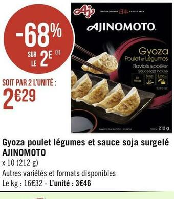Géant Casino Ajinomoto gyoza poulet légumes et sauce soja surgelé offre