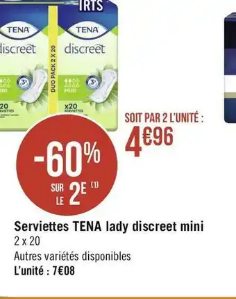 Géant Casino Tena serviettes lady discreet mini offre
