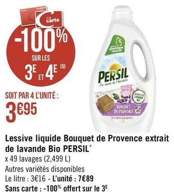 Géant Casino Persil bon plan sur le lessive liquide bouquet de provence extrait de lavande bio de la marque persil* offre