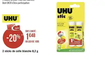Uhu 2 sticks de colle blanche 8,2 g