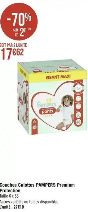 Géant Casino Pampers couches culottes premium protection offre