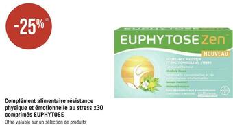 Géant Casino Euphytose bon plan complément alimentaire résistance physique et émotionnelle au stress x30 comprimés offre