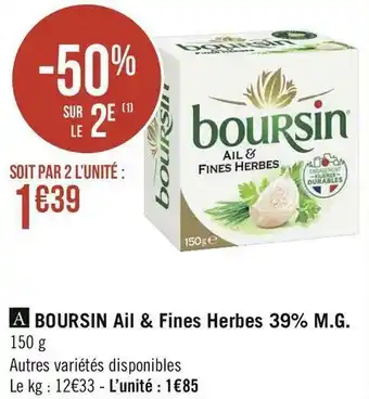 Géant Casino Boursin boursin ail & fines herbes 39% m.g. offre
