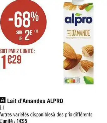 Géant Casino Alpro lait d’amandes offre