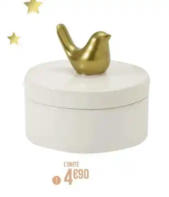Géant Casino Boite céramique blanche oiseau or offre