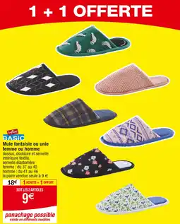 Cora x Carrefour Influx BASIC Mule fantaisie ou unie femme ou homme offre