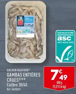 ALDI GOLDEN SEAFOOD GAMBAS ENTIÈRES CRUES offre