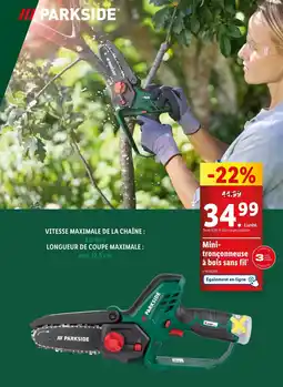 Lidl PARKSIDE Mini-tronçonneuse à bois sans fil offre