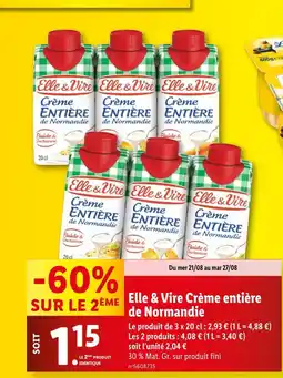 Lidl ELLE & VIRE Crème entière de Normandie offre