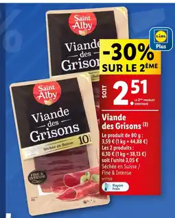Lidl SAINT ALBY Viande des Grisons offre