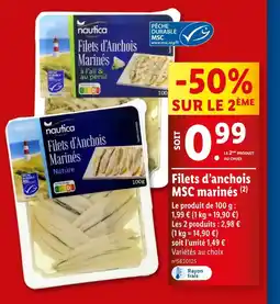 Lidl NAUTICA Filets d'Anchois MSC marinés offre