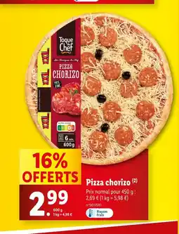 Lidl TOQUE DU CHEF Pizza chorizo offre