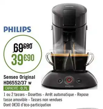 Géant Casino Philips senseo original hd6552/37 w offre