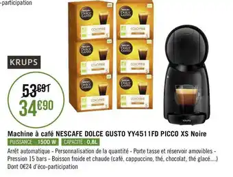 Géant Casino Krups machine à café nescafe dolce gusto yy4511fd picco xs noire offre