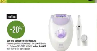 Géant Casino Braun bon plan sur une sélection d'épilateurs offre