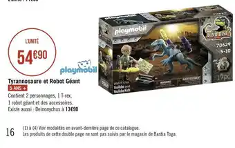 Géant Casino Playmobil tyrannosaure et robot géant offre
