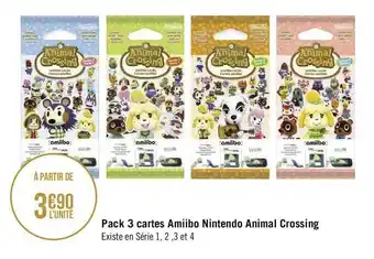 Géant Casino Pack 3 cartes amiibo nintendo animal crossing offre