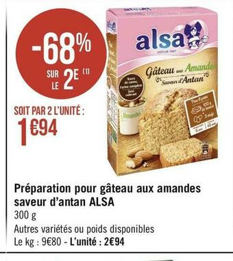 Alsa préparation pour gâteau aux amandes saveur d’antan