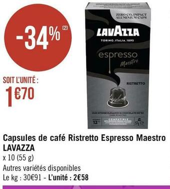 Lavazza capsules de café ristretto espresso maestro