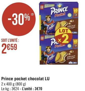 Géant Casino Lu prince pocket chocolat offre
