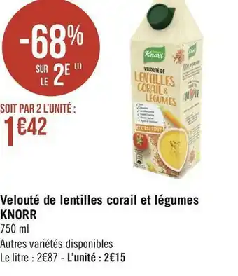 Géant Casino Knorr velouté de lentilles corail et légumes offre