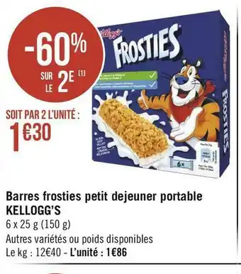Géant Casino Kellogg’s barres frosties petit dejeuner portable offre