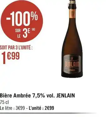 Géant Casino Jenlain bière ambrée 7,5% vol. offre