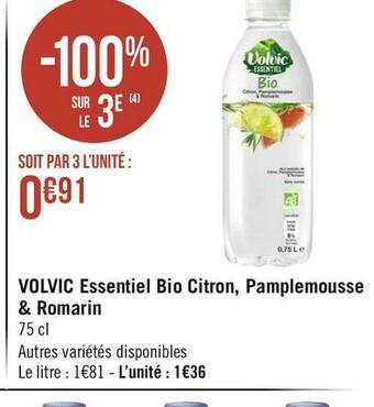 Géant Casino Volvic volvic essentiel bio citron, pamplemousse & romarin offre