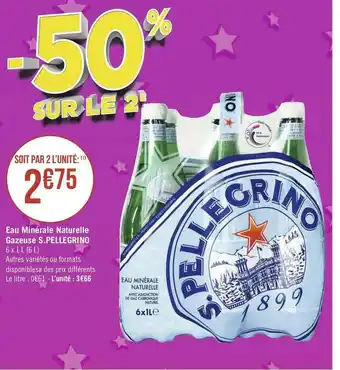 Géant Casino S.pellegrino eau minérale naturelle gazeuse offre