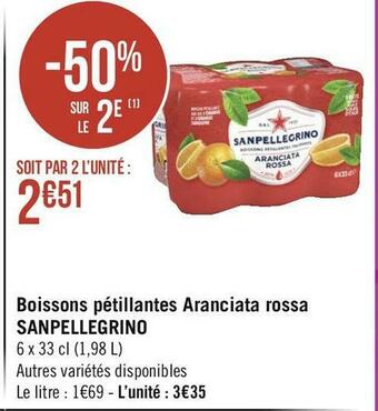 Géant Casino San pellegrino boissons pétillantes aranciata rossa offre