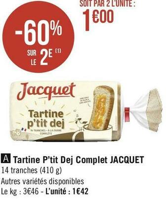 Géant Casino Jacquet tartine p’tit dej complet offre