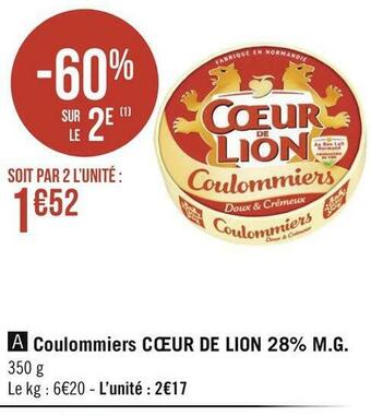 Géant Casino Cœur de lion coulommiers 28% m.g. offre