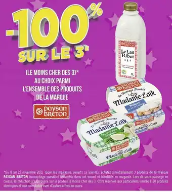 Géant Casino Paysan breton bon plan sur l’ensemble des produits de la marque paysan breton offre