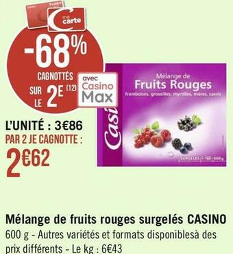Géant Casino Casino mélange de fruits rouges surgelés offre