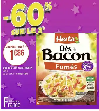Géant Casino Herta dés de bacon fumés offre