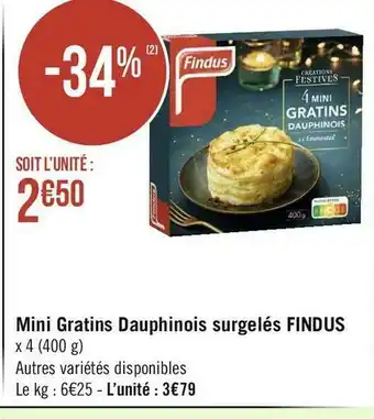 Géant Casino Findus mini gratins dauphinois surgelés offre