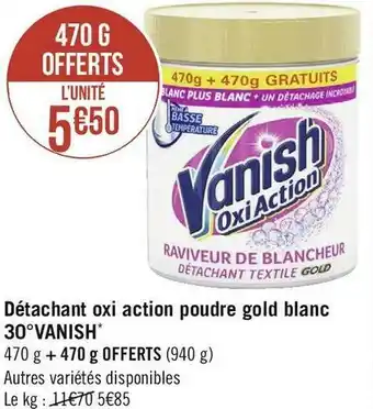 Géant Casino Vanish détachant oxi action poudre gold blanc 30° offre