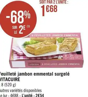 Géant Casino Vitacuire feuilleté jambon emmental surgelé offre