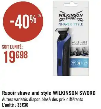 Géant Casino Wilkinson rasoir shave and style sword offre