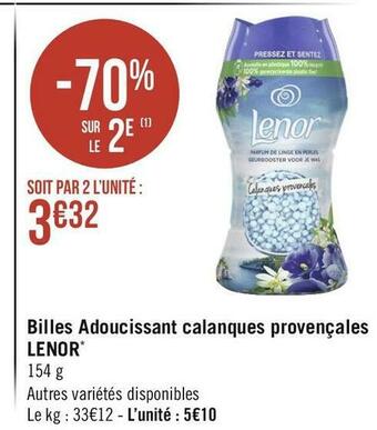 Géant Casino Lenor billes adoucissant calanques provençales offre