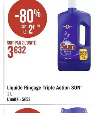 Géant Casino Sun liquide rinçage triple action* offre