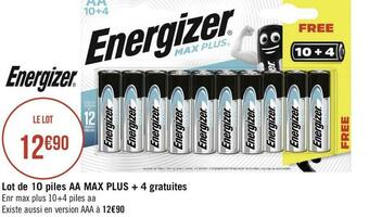 Géant Casino Energizer lot de 10 piles aa max plus + 4 gratuites offre