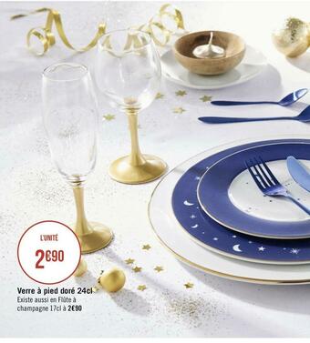 Géant Casino Verre à pied doré 24cl offre