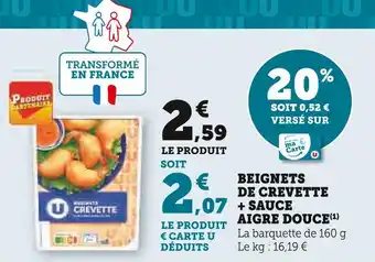 U Express U BEIGNETS DE CREVETTE + SAUCE AIGRE DOUCE offre