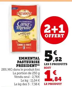 U Express PRESIDENT EMMENTAL PASTEURISE offre