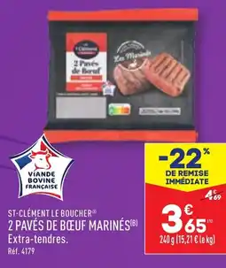 ALDI ST-CLÉMENT LE BOUCHER® 2 PAVÉS DE BŒUF MARINÉS(B) offre