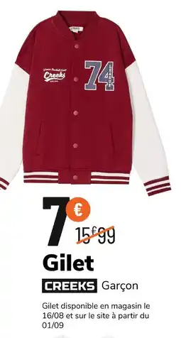 La Halle CREEKS Gilet Garçon offre