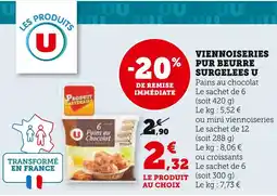 Super U U VIENNOISERIES PUR BEURRE SURGELEES offre