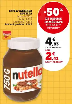 Super U NUTELLA PATE A TARTINER offre